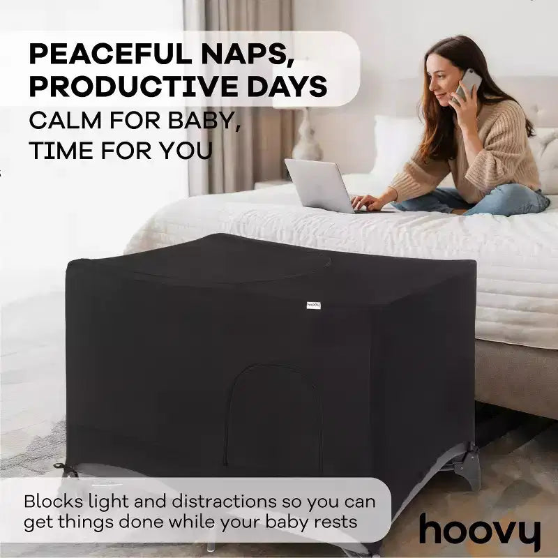 Hoovy Playard Cubierta Oscurecedora Transpirable y Elástica - Negro