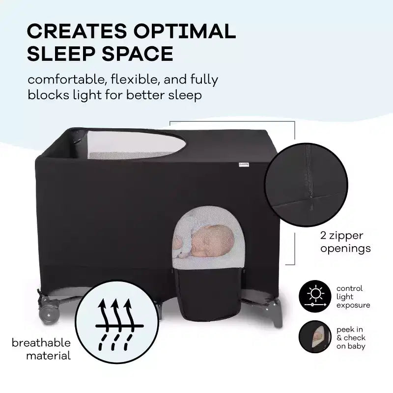 Hoovy Playard Cubierta Oscurecedora Transpirable y Elástica - Negro