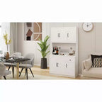 AndMakers Armario de despensa de madera blanca de 39.76 pulgadas con encimera para horno microondas