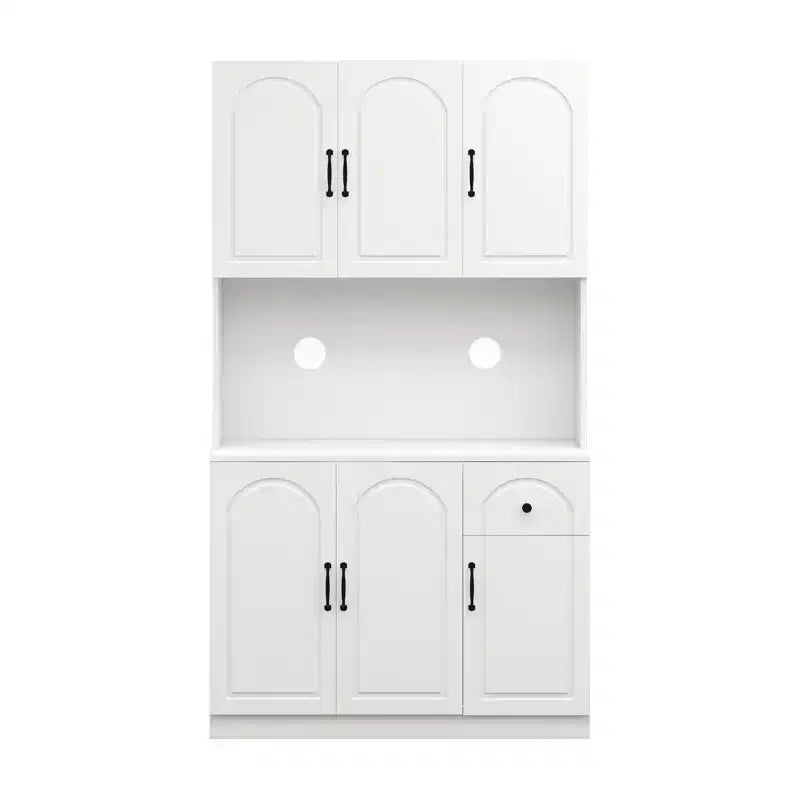 AndMakers Armario de despensa de madera blanca de 39.76 pulgadas con encimera para horno microondas