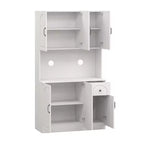 AndMakers Armario de despensa de madera blanca de 39.76 pulgadas con encimera para horno microondas