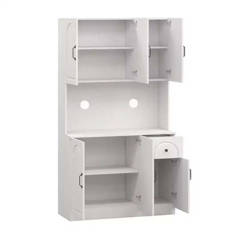 AndMakers Armario de despensa de madera blanca de 39.76 pulgadas con encimera para horno microondas