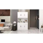 AndMakers Armario de despensa de madera blanca de 39.76 pulgadas con encimera para horno microondas