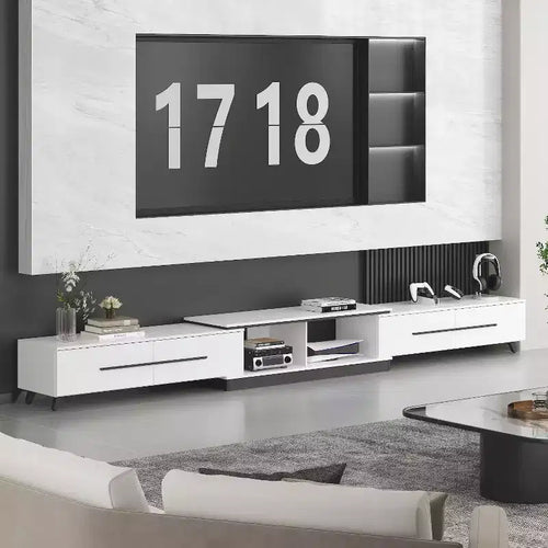 Hitow Extendable Modern TV Console Minimalist Design for Living Room Entertainment Centre