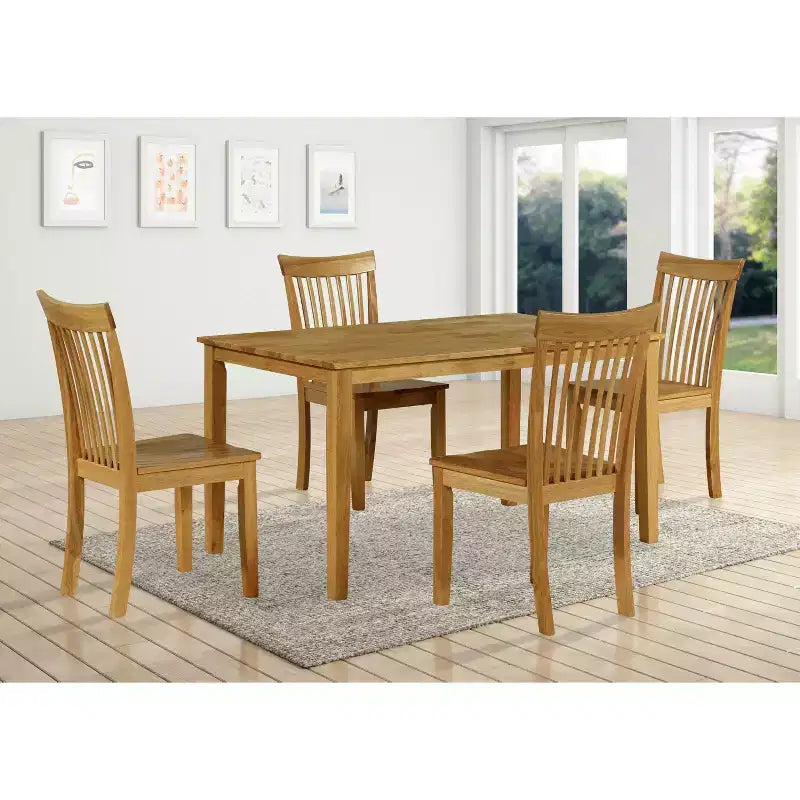 Kings Brand Furniture - Sillas auxiliares de comedor de madera maciza Kurmer, juego de 2, roble natural
