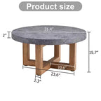 Mesa de centro redonda moderna de MDF texturizado de 31,4 pulgadas, mesa rústica para sala de estar, gris