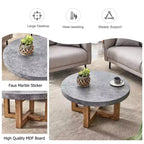 Mesa de centro redonda moderna de MDF texturizado de 31,4 pulgadas, mesa rústica para sala de estar, gris
