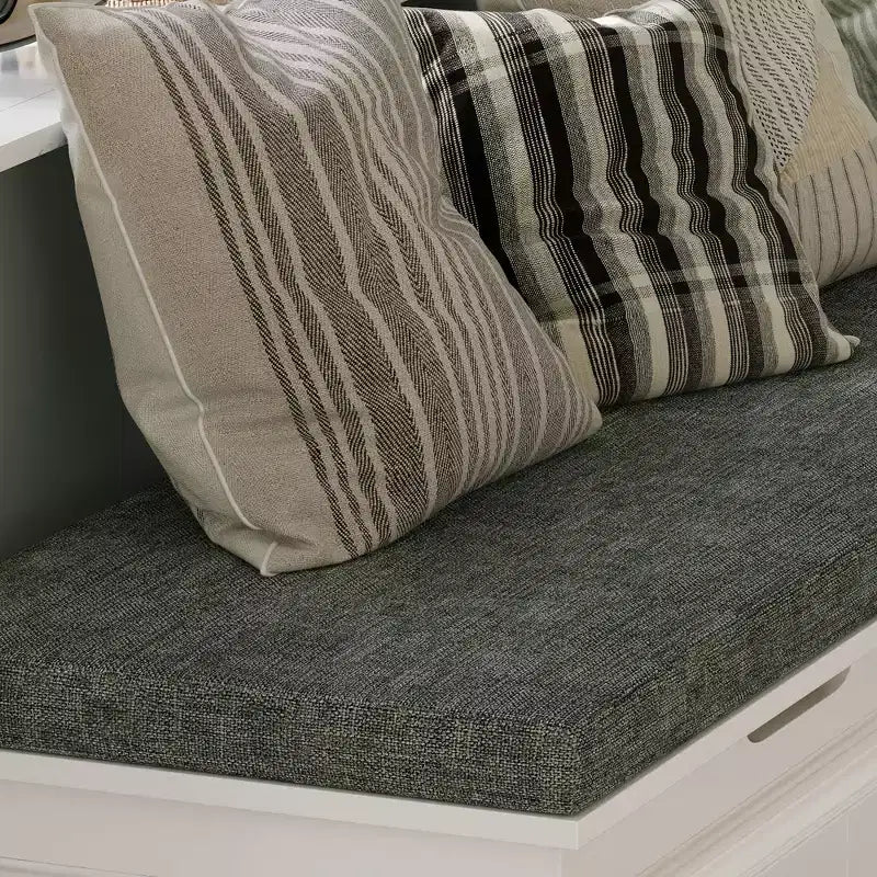 Elegante y práctico banco esquinero en forma de L con almacenamiento para organizar el hogar