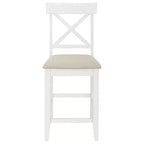 Juego de comedor de altura de mostrador rústico de 5 piezas con 4 sillas de comedor tapizadas y estantes de almacenamiento de 3 niveles, gris/natural+blanco