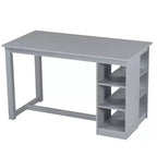 Juego de comedor de altura de mostrador rústico de 5 piezas con 4 sillas de comedor tapizadas y estantes de almacenamiento de 3 niveles, gris/natural+blanco
