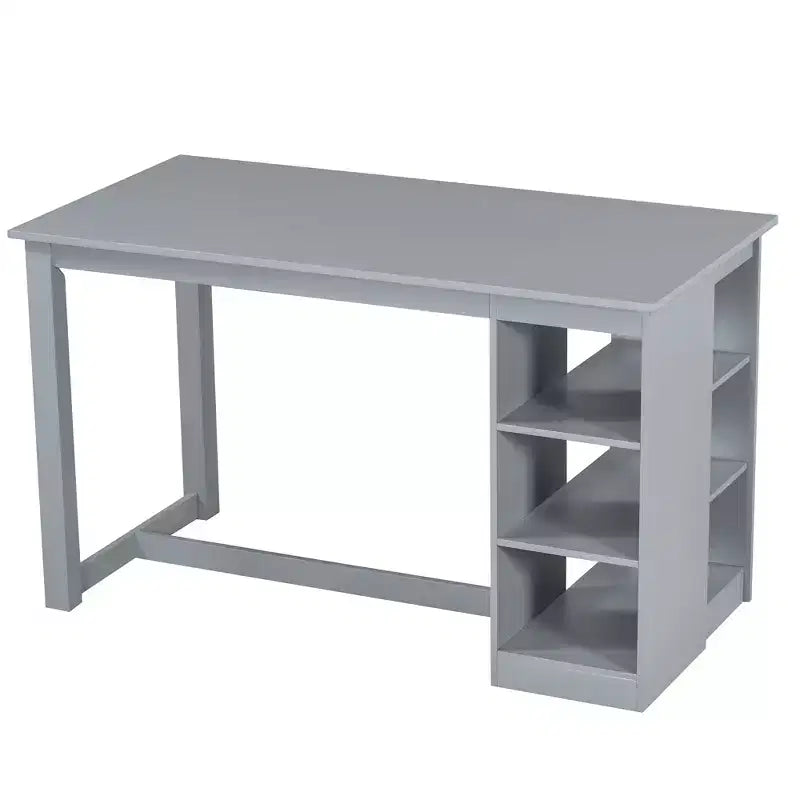 Juego de comedor de altura de mostrador rústico de 5 piezas con 4 sillas de comedor tapizadas y estantes de almacenamiento de 3 niveles, gris/natural+blanco