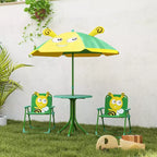 Juego de mesa de pícnic y sillas para niños, mesa de actividades al aire libre con 2 sillas plegables, sombrilla extraíble, para patio trasero, jardín