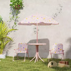 Juego de mesa de pícnic y sillas para niños, mesa de actividades al aire libre con 2 sillas plegables, sombrilla extraíble, para patio trasero, jardín