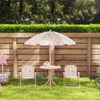 Juego de mesa de pícnic y sillas para niños, mesa de actividades al aire libre con 2 sillas plegables, sombrilla extraíble, para patio trasero, jardín