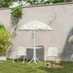 Juego de mesa de pícnic y sillas para niños, mesa de actividades al aire libre con 2 sillas plegables, sombrilla extraíble, para patio trasero, jardín