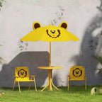 Juego de mesa de pícnic y sillas para niños, mesa de actividades al aire libre con 2 sillas plegables, sombrilla extraíble, para patio trasero, jardín