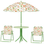 Juego de mesa de pícnic y sillas para niños, mesa de actividades al aire libre con 2 sillas plegables, sombrilla extraíble, para patio trasero, jardín