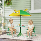 Juego de mesa de pícnic y sillas para niños, mesa de actividades al aire libre con 2 sillas plegables, sombrilla extraíble, para patio trasero, jardín