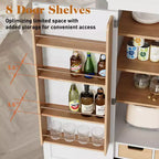 Armario de despensa de cocina alto de 70'' con 8 estantes de almacenamiento en la puerta, armario de almacenamiento grande con cajones y estantes ajustables para cocina, comedor