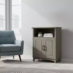 Teamson Home Russell Freestanding 2-Door Storage Floor Cabinet with Open Shelf, Salt Oak