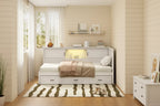 Estructura de cama diván en forma de L blanca