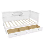 Estructura de cama diván en forma de L blanca