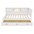 Estructura de cama diván en forma de L blanca