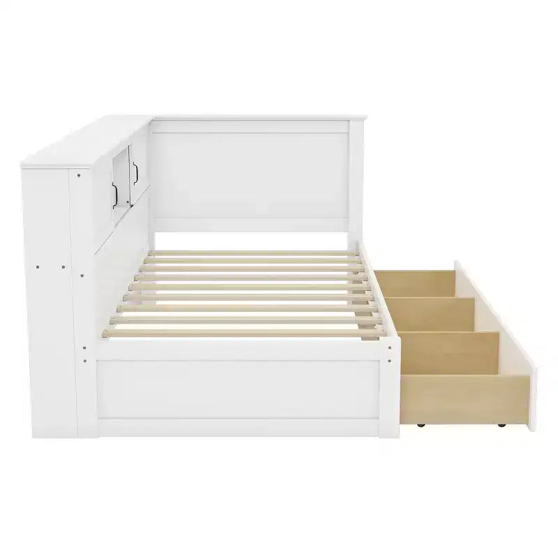 Estructura de cama diván en forma de L blanca