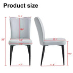Juego de 2 sillas de comedor, respaldo de cuero sintético y cojines de asiento tapizados y patas de metal negras, para restaurantes, dormitorios, salas de estar