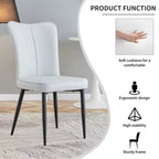Juego de 2 sillas de comedor, respaldo de cuero sintético y cojines de asiento tapizados y patas de metal negras, para restaurantes, dormitorios, salas de estar