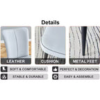 Juego de 2 sillas de comedor, respaldo de cuero sintético y cojines de asiento tapizados y patas de metal negras, para restaurantes, dormitorios, salas de estar