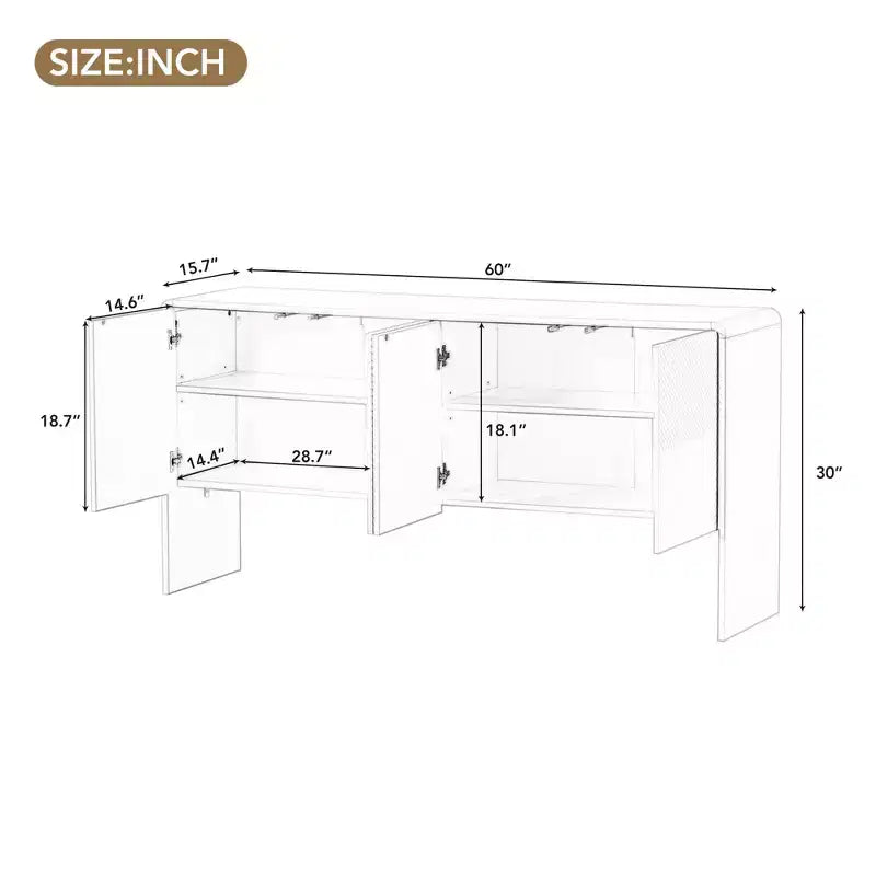 Muebles de Almacenamiento con Cajones y Estantes, Armarios Auxiliares para Sala de Estar, Blancos