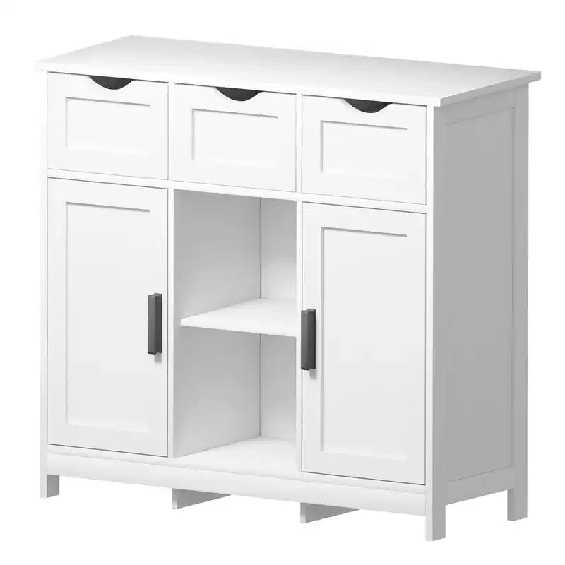 Muebles de Almacenamiento con Cajones y Estantes, Armarios Auxiliares para Sala de Estar, Blancos