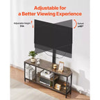 Mueble de TV de 45 pulgadas con soporte para televisores de hasta 75 pulgadas, centro de entretenimiento con toma de corriente, consola de TV de altura ajustable, marrón