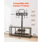 Mueble de TV de 45 pulgadas con soporte para televisores de hasta 75 pulgadas, centro de entretenimiento con toma de corriente, consola de TV de altura ajustable, marrón