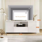 Mueble TV Acanalado Moderno, para TV de 60/65/70, Centro de Entretenimiento para TV con Cajón, 2 Armarios de Almacenamiento y Estante Abierto, para Sala de Estar, Dormitorio
