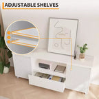 Mueble TV Acanalado Moderno, para TV de 60/65/70, Centro de Entretenimiento para TV con Cajón, 2 Armarios de Almacenamiento y Estante Abierto, para Sala de Estar, Dormitorio