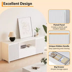 Mueble TV Acanalado Moderno, para TV de 60/65/70, Centro de Entretenimiento para TV con Cajón, 2 Armarios de Almacenamiento y Estante Abierto, para Sala de Estar, Dormitorio