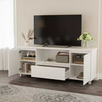 Mueble TV Acanalado Moderno, para TV de 60/65/70, Centro de Entretenimiento para TV con Cajón, 2 Armarios de Almacenamiento y Estante Abierto, para Sala de Estar, Dormitorio