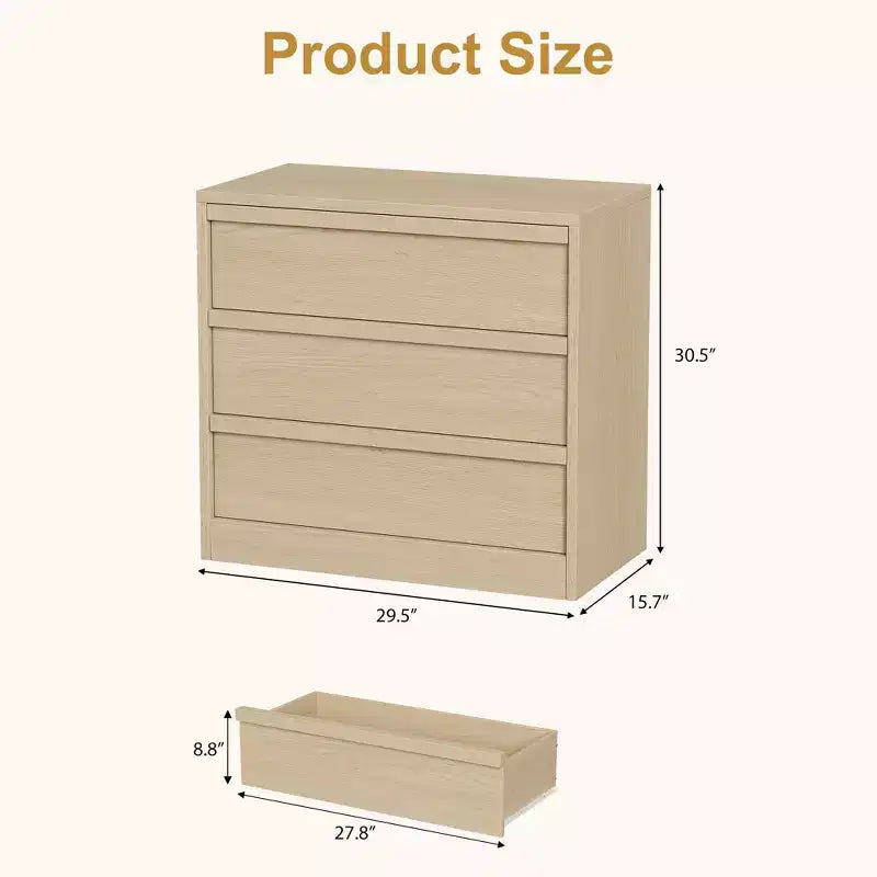 Cómoda para dormitorio, mesita de noche con 3 cajones de gran almacenamiento, cómoda organizadora pequeña y moderna, mesa auxiliar para sala de estar, guardería