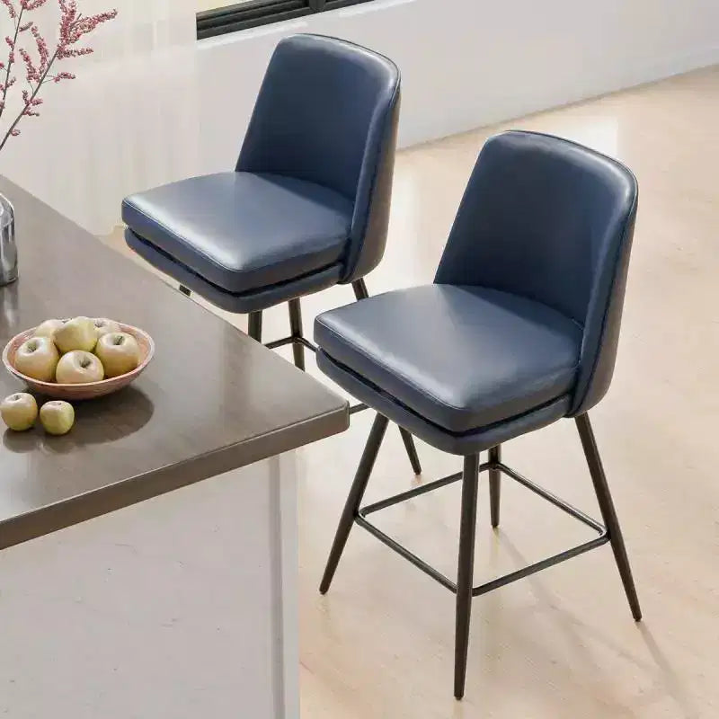Taburetes de bar modernos de cuero sintético acolchados: giro de 360°, construcción duradera y diseño elegante