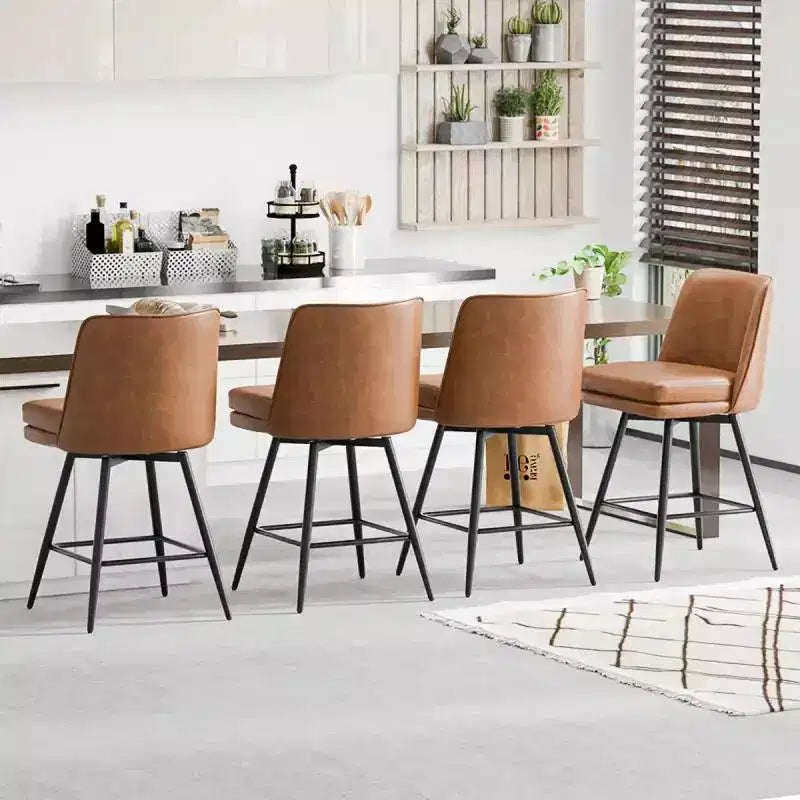 Taburetes de bar modernos de cuero sintético acolchados: giro de 360°, construcción duradera y diseño elegante