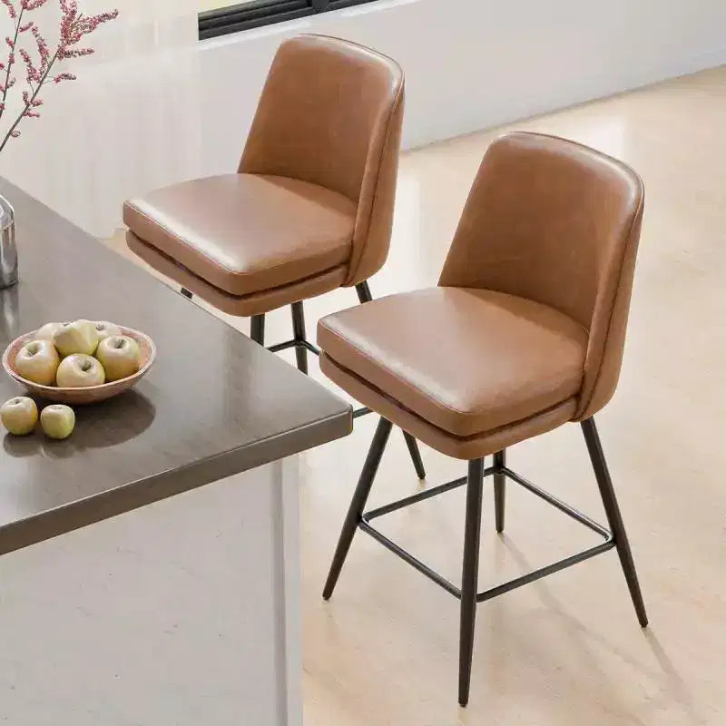 Taburetes de bar modernos de cuero sintético acolchados: giro de 360°, construcción duradera y diseño elegante