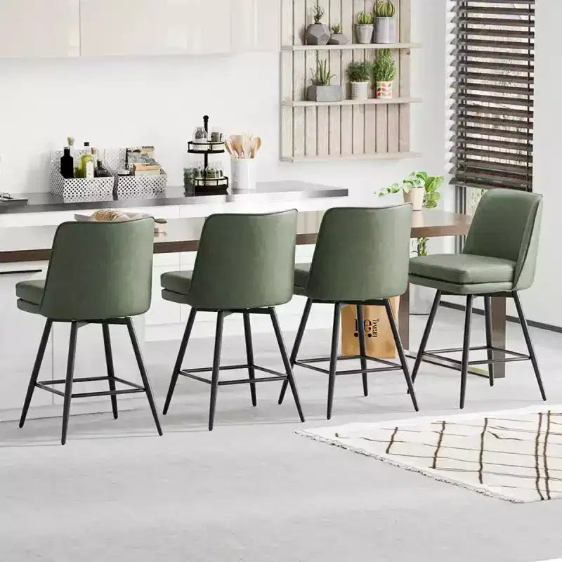 Taburetes de bar modernos de cuero sintético acolchados: giro de 360°, construcción duradera y diseño elegante