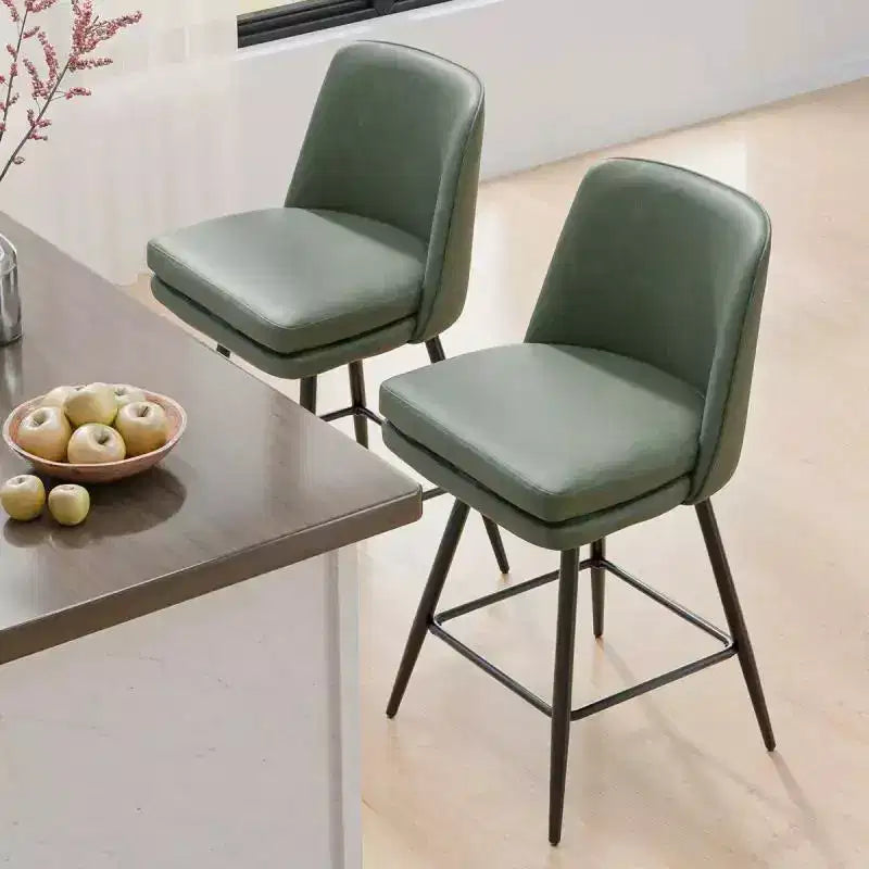 Taburetes de bar modernos de cuero sintético acolchados: giro de 360°, construcción duradera y diseño elegante