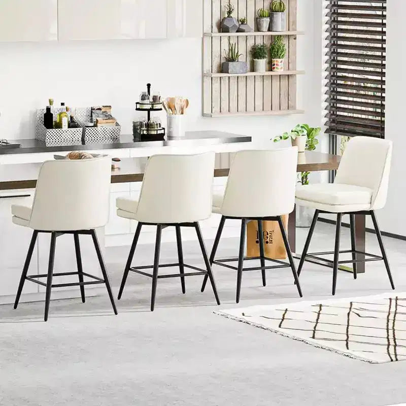 Taburetes de bar modernos de cuero sintético acolchados: giro de 360°, construcción duradera y diseño elegante