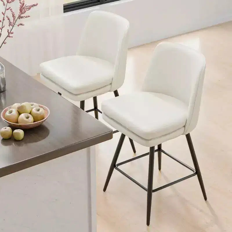 Taburetes de bar modernos de cuero sintético acolchados: giro de 360°, construcción duradera y diseño elegante