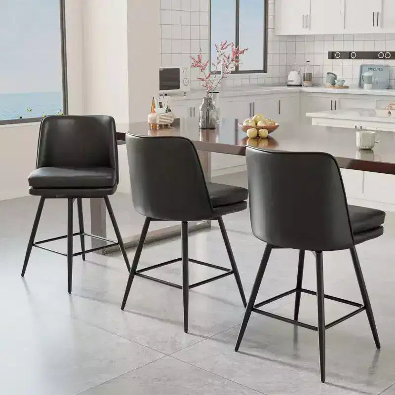 Taburetes de bar modernos de cuero sintético acolchados: giro de 360°, construcción duradera y diseño elegante