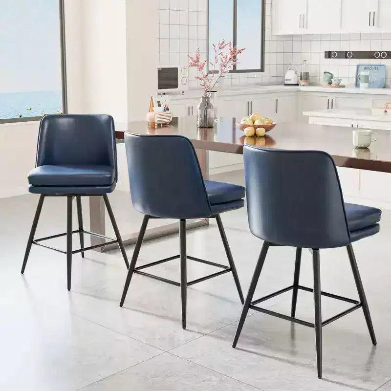 Taburetes de bar modernos de cuero sintético acolchados: giro de 360°, construcción duradera y diseño elegante