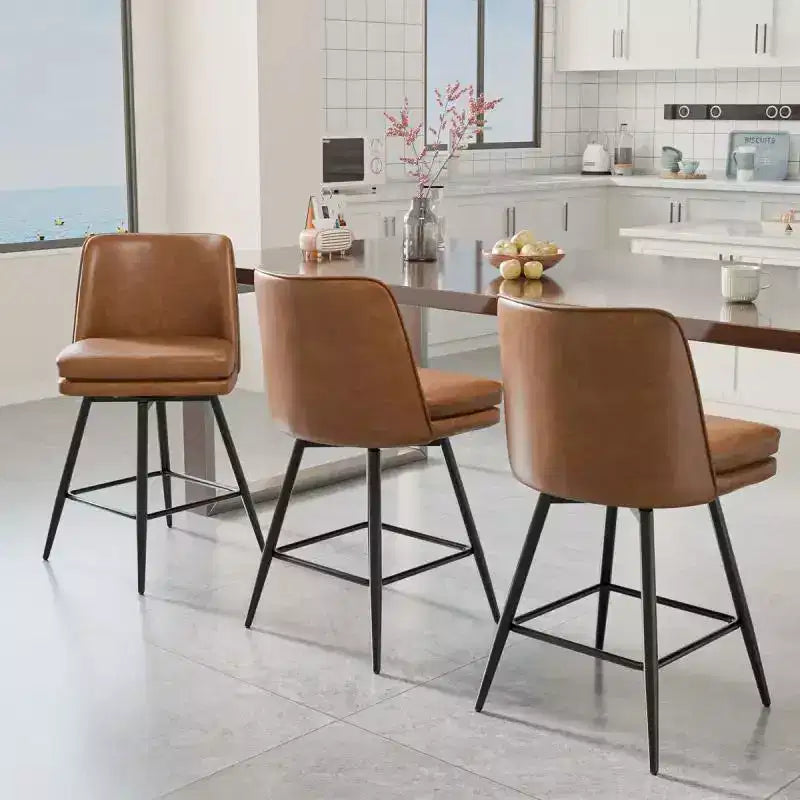 Taburetes de bar modernos de cuero sintético acolchados: giro de 360°, construcción duradera y diseño elegante